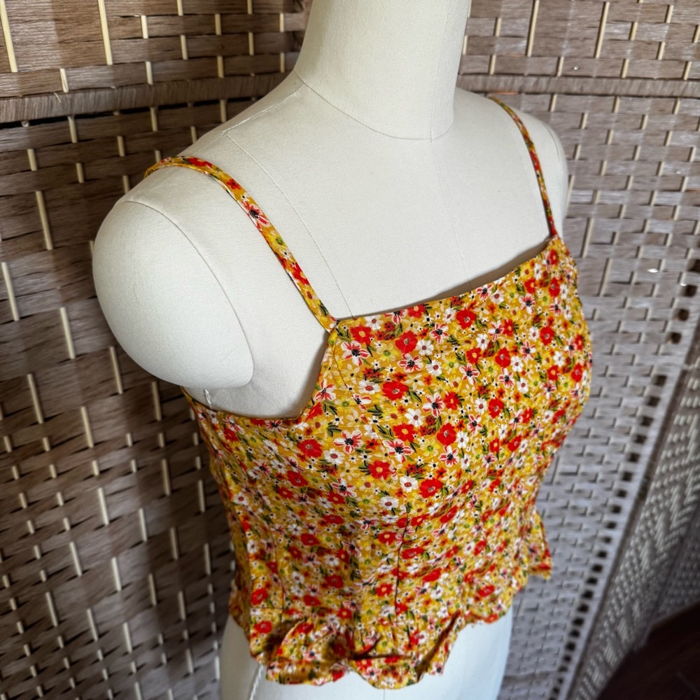 NWT ditsy floral print tie back AJC crop top S - Picture 4 of 10